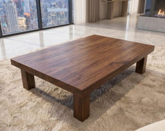 Handmade Walnut Coffee Table, Handcrafted Living Room Coffee Tables, Log Style