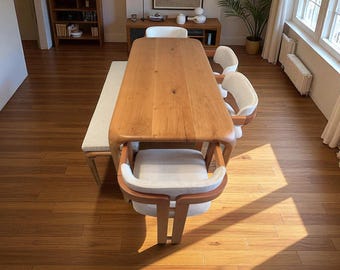 Natural Walnut Dinner Table, Wood Art, Dining Wood, Living Room Furniture