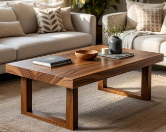 Handcrafted Solid Walnut Coffee Table, Log Design, Wood Coffee Tables