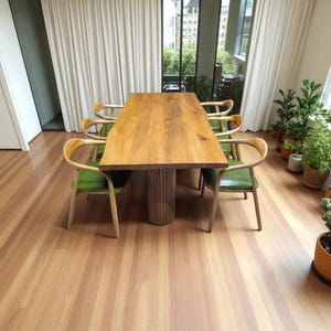 Mesa de jantar rústica em carvalho natural e nogueira, feita à mão, durável, estilo fazenda, móveis de cozinha