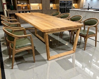 Walnut Dining Table, Handmade Solid, Natural Wood Modern Custom Design