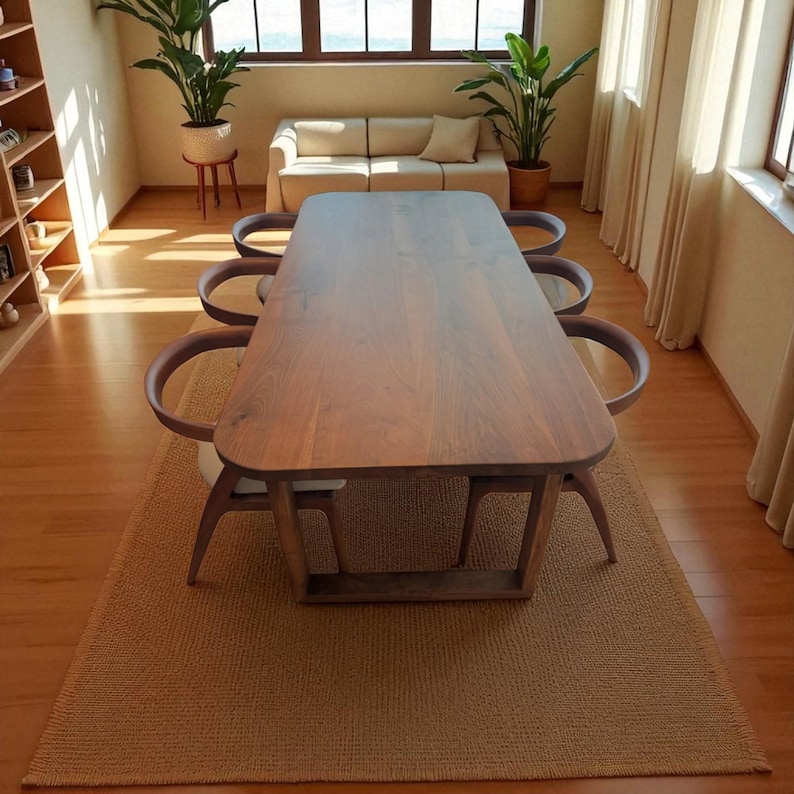 Walnut Wood Dining Table | Natural Finish, Solid Hardwood, Timeless ...
