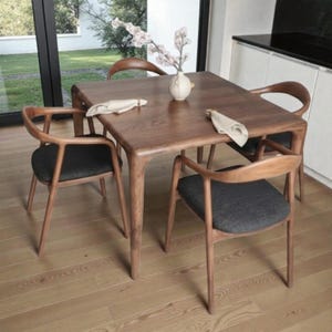 Solid Walnut Square Dining Table, Handcrafted Hardwood Furniture
