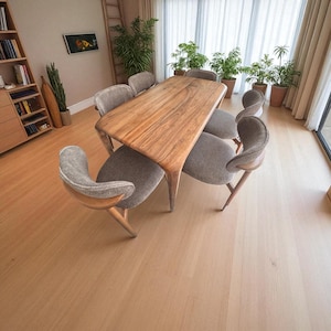 Handmade Wooden Dining Table | Solid Oak Walnut Chestnut | Narrow, Oval, Round Kitchen or Restaurant Table | Custom Crafted Furniture