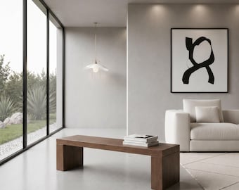 Solid Walnut Dining Bench, Minimalist Entryway Hallway Furniture