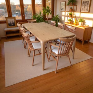 Scandinavian Wooden Dining Table for Kitchen or Dining Room, Farmhouse Style Natural Finish, Solid Hardwood, Handcrafted Oval Table
