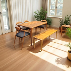 Wood Dining Table | Natural Oak Walnut Chestnut Farmhouse Modern Kitchen Table for Family & Home