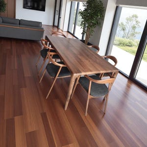 Esstisch in Eiche Natur und Nussbaum | handgemachte Bauernhaus Küchenmöbel | langer Esstisch aus Massivholz für Familienmahlzeiten