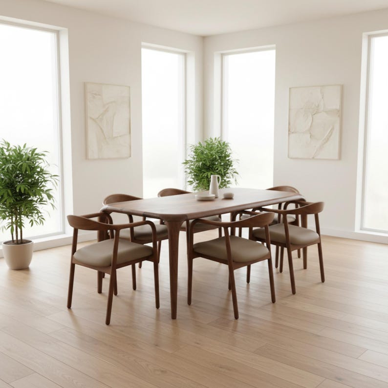 Walnut Table, Living Room Tables, Modern Dining Table, Wooden Kitchen Furniture image 2