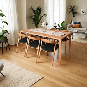 Mesa de Jantar Rústica em Madeira Maciça | Madeira Natural de Nogueira ou Castanha | Mesa de Cozinha de Fazenda | Móveis Modernos para Sala de Jantar Feitos à Mão
