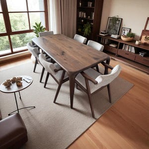 Solid Wood Dining Table | Rustic Teak Breakfast Table | Handcrafted Oak, Walnut, Chestnut | Modern Kitchen, Small or Large