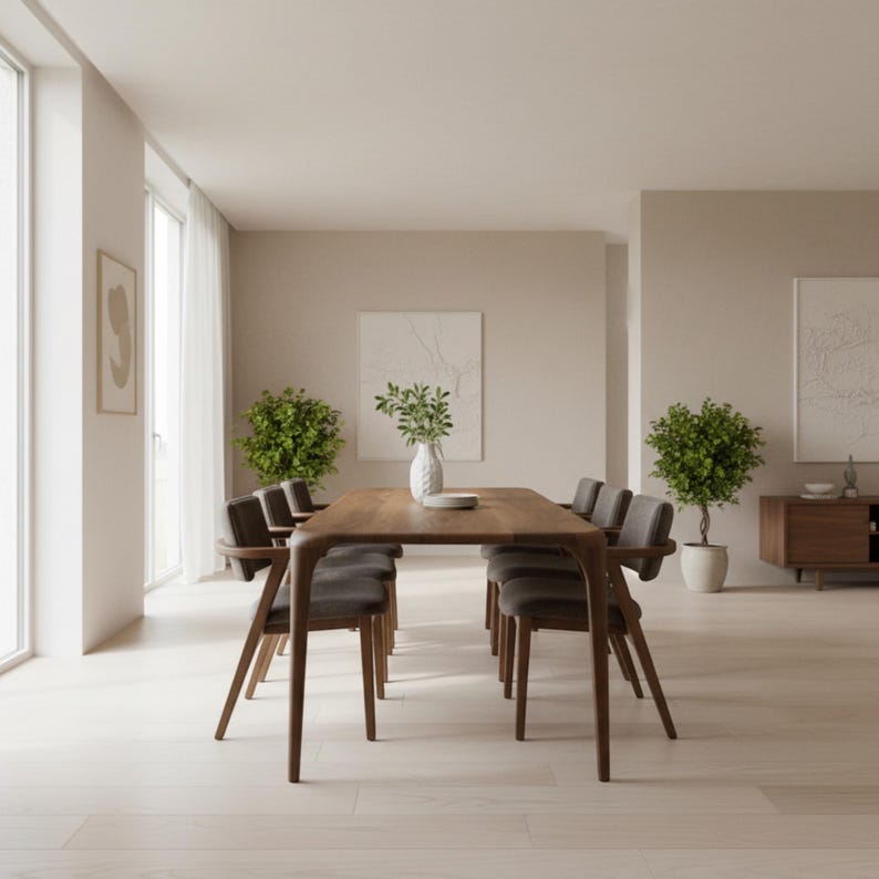 Solid Walnut Dining Table, Handmade Natural Wood Table, Modern Wooden Furniture image 8