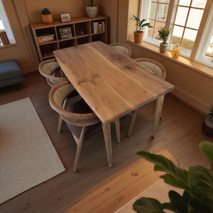Wood Table | Handcrafted Rustic Kitchen and Living Room Table | Oak, Walnut, Chestnut | Modern, Natural Finish