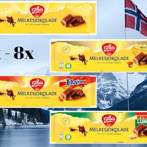 Norwegian Milk Chocolate Bars - 4 Flavours - Freia Melkesjokolade | 4 & 8 × 200g