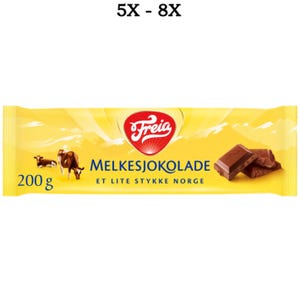 Freia Milk Chocolate Bar (200g), Freia Melkesjokolade, Iconic Norwegian Chocolate, 5x  8x Packs, A Little Piece of Norway