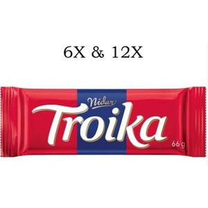 Nidar Troika Norwegian Chocolate – Raspberry, Truffle & Marzipan (66g Bar) - 6x - 12x