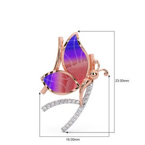 Gold Plated Butterfly Pendant: 925 Silver, Enamel & CZ Stones