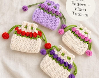 Crochet Drawstring Pouch Pattern – Tulip Purse PDF + Video Tutorial
