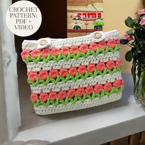 Patron de pochette de livre au crochet Tulip Garden : PDF pour débutants + tutoriel vidéo