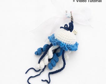 Crochet Jellyfish Pattern: Amigurumi Sea Animal Keychain (PDF + Video Tutorial)