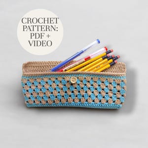 Crochet Pencil Case Pattern – Beginner Pouch PDF + Video Tutorial