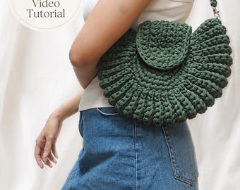 T-Shirt Yarn Crochet Shoulder Bag Pattern PDF + Video Tutorial