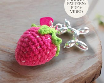 Crochet Strawberry Keychain Pattern: Beginner-Friendly PDF + Video Tutorial