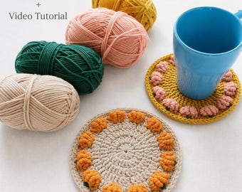 Crochet Pumpkin Coaster Pattern – Halloween Decor PDF + Video Tutorial