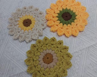 Crochet Sunflower Coaster Pattern PDF | Beginner-Friendly + Video Tutorial