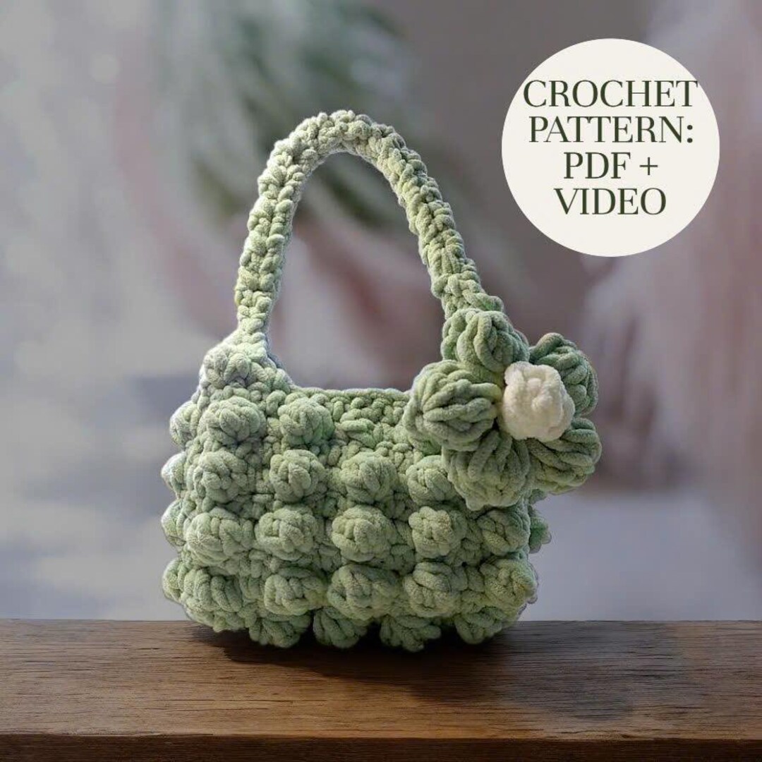 Crochet Bobble Bag Pattern PDF + Video, Easy Shoulder Bag, Beginner ...