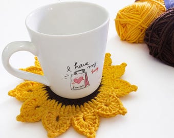 Sunflower Crochet Coaster Pattern PDF + Video | Home Decor & Personalized Gift