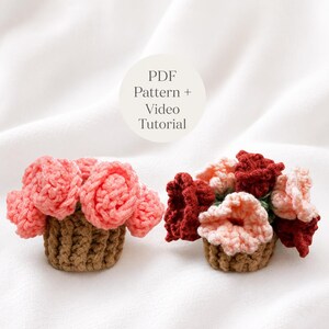 Crochet Flower Coaster in Pot Pattern – 2-in-1 Bundle PDF + Video Tutorial