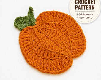 Crochet Pumpkin Coaster Pattern PDF – Easy Cup Coaster – Fall & Halloween Decor + Video Tutorial