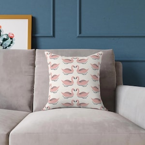 Elegant Swan Throw Pillow: Double-Sided Print, Cozy Home Decor