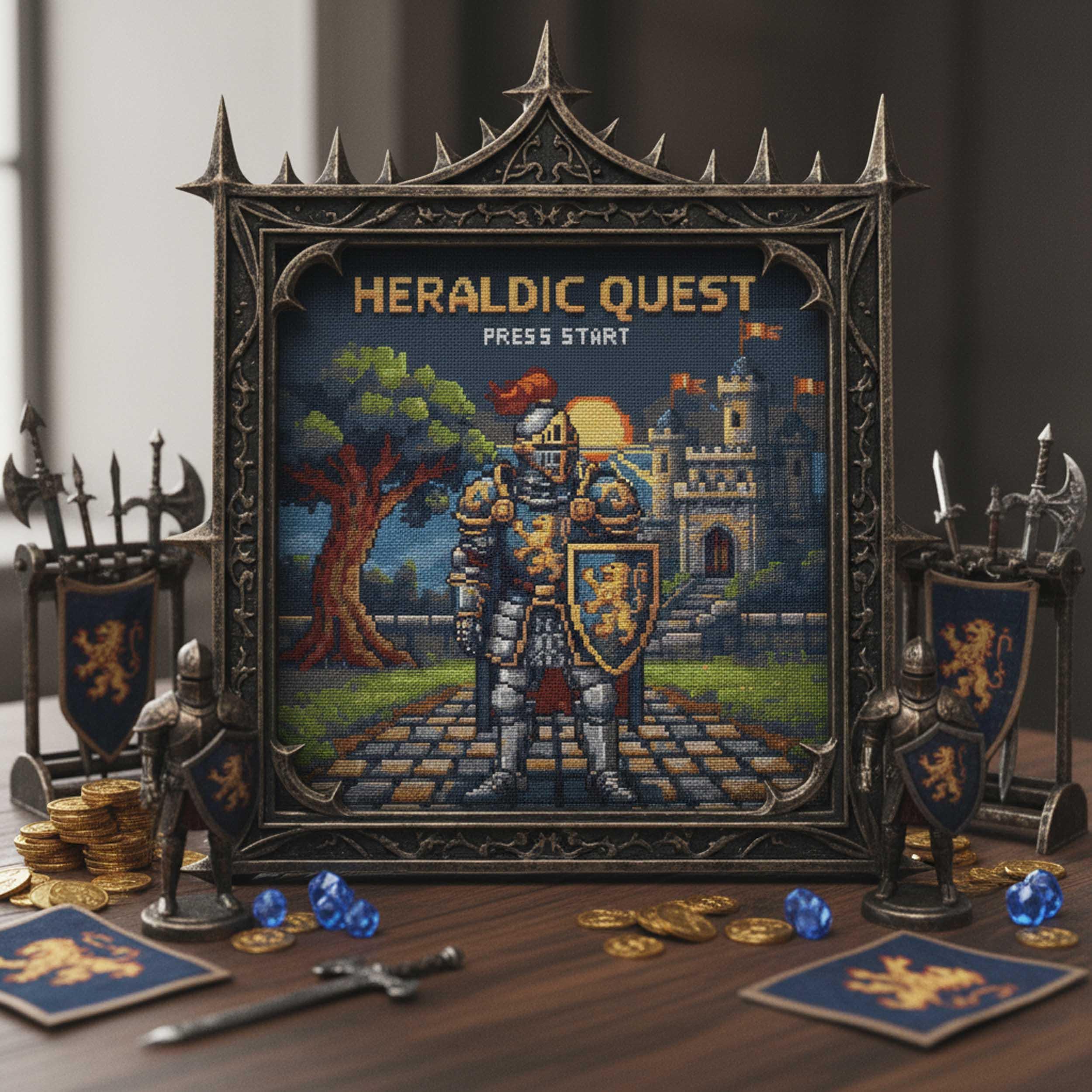 Medieval Knight Cross Stitch Pattern Heraldic Quest Armor Embroidery ...