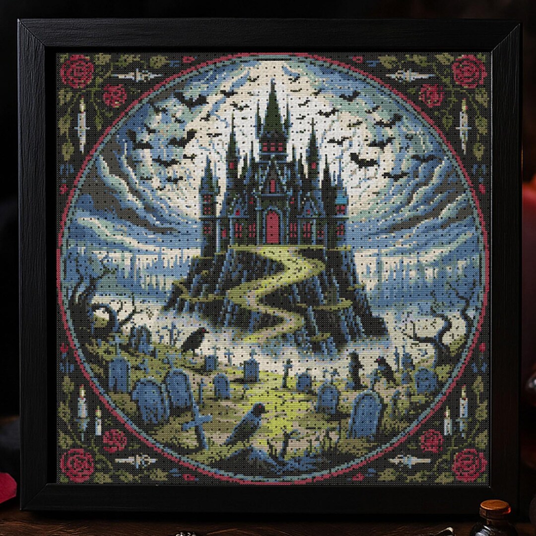 Spooky Gothic Castle Cross Stitch Pattern Halloween Haunted Castle ...