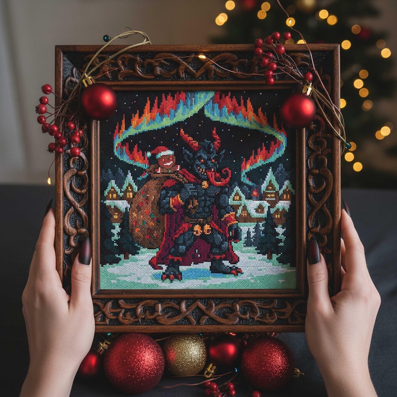 Krampus Christmas Cross Stitch Pattern Gothic Holiday Embroidery PDF ...