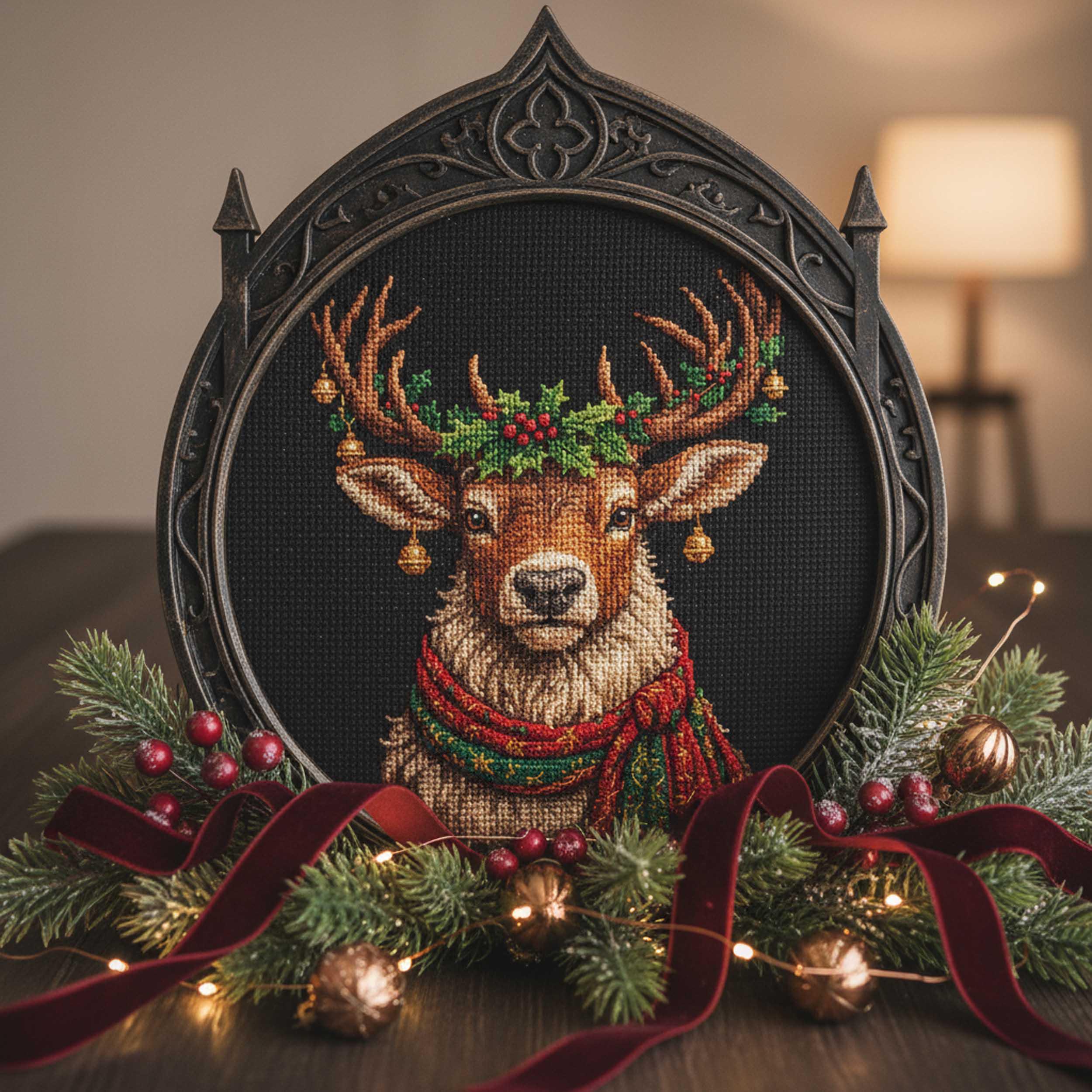 Christmas Reindeer Cross Stitch Pattern Holiday Deer Embroidery PDF ...