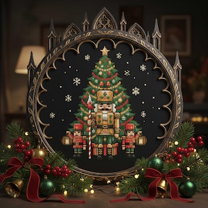 Nutcracker Christmas Tree Cross Stitch Pattern: Festive Holiday Soldiers Winter Embroidery (PDF Pattern)