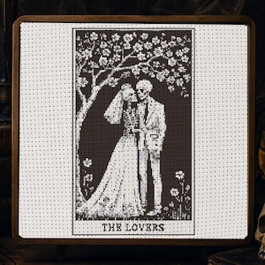 The Lovers Skeleton Cross Stitch Pattern Skeleton Wedding Embroidery Spooky Horror Gothic Skeleton Magic Halloween Cross Stitch PDF