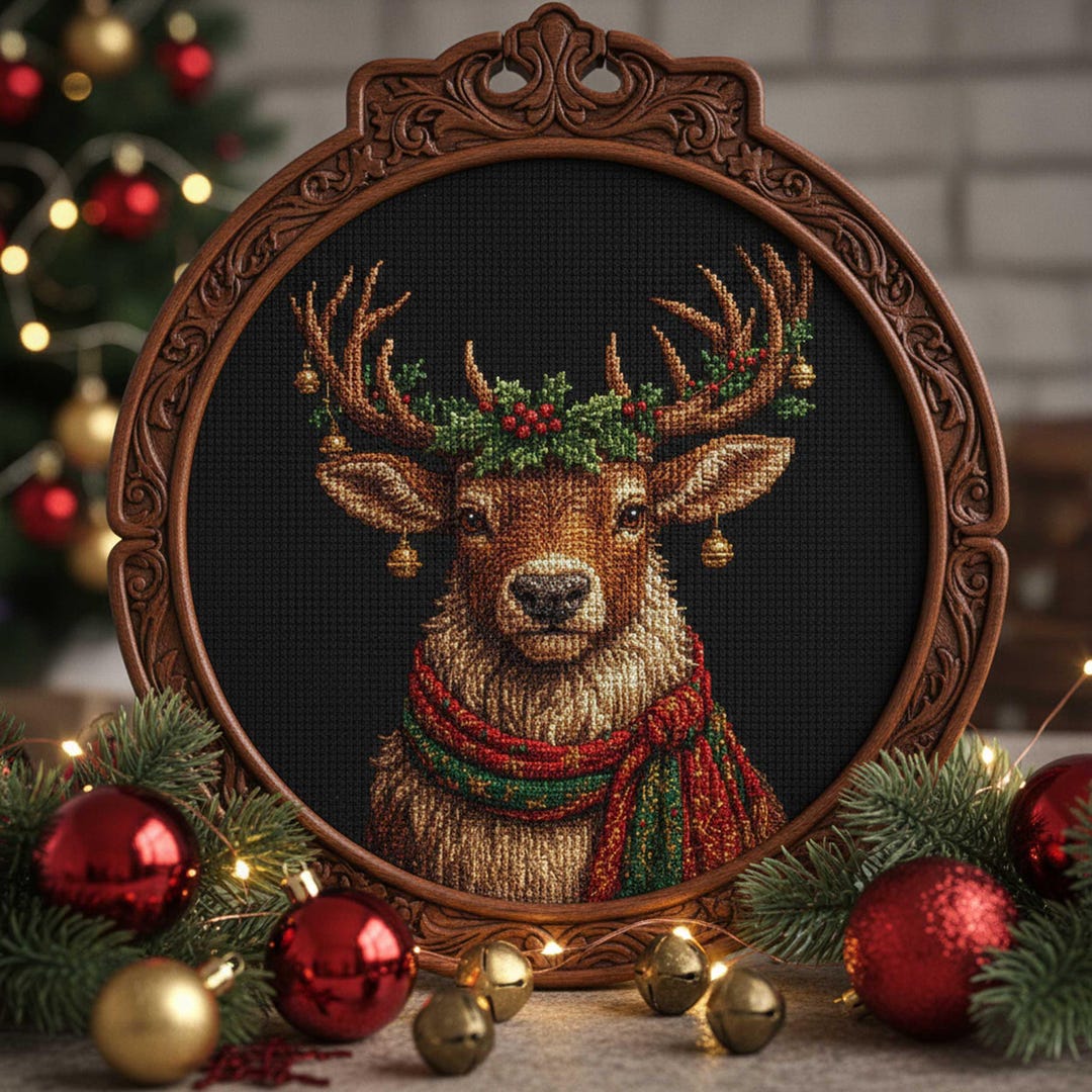 Christmas Reindeer Cross Stitch Pattern Holiday Deer Embroidery PDF ...