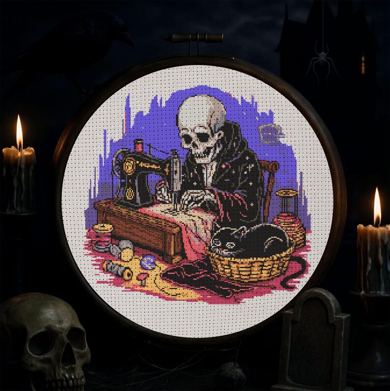 Gothic Skeleton Sewing Cross Stitch Pattern Skeleton Witchy Sewing ...