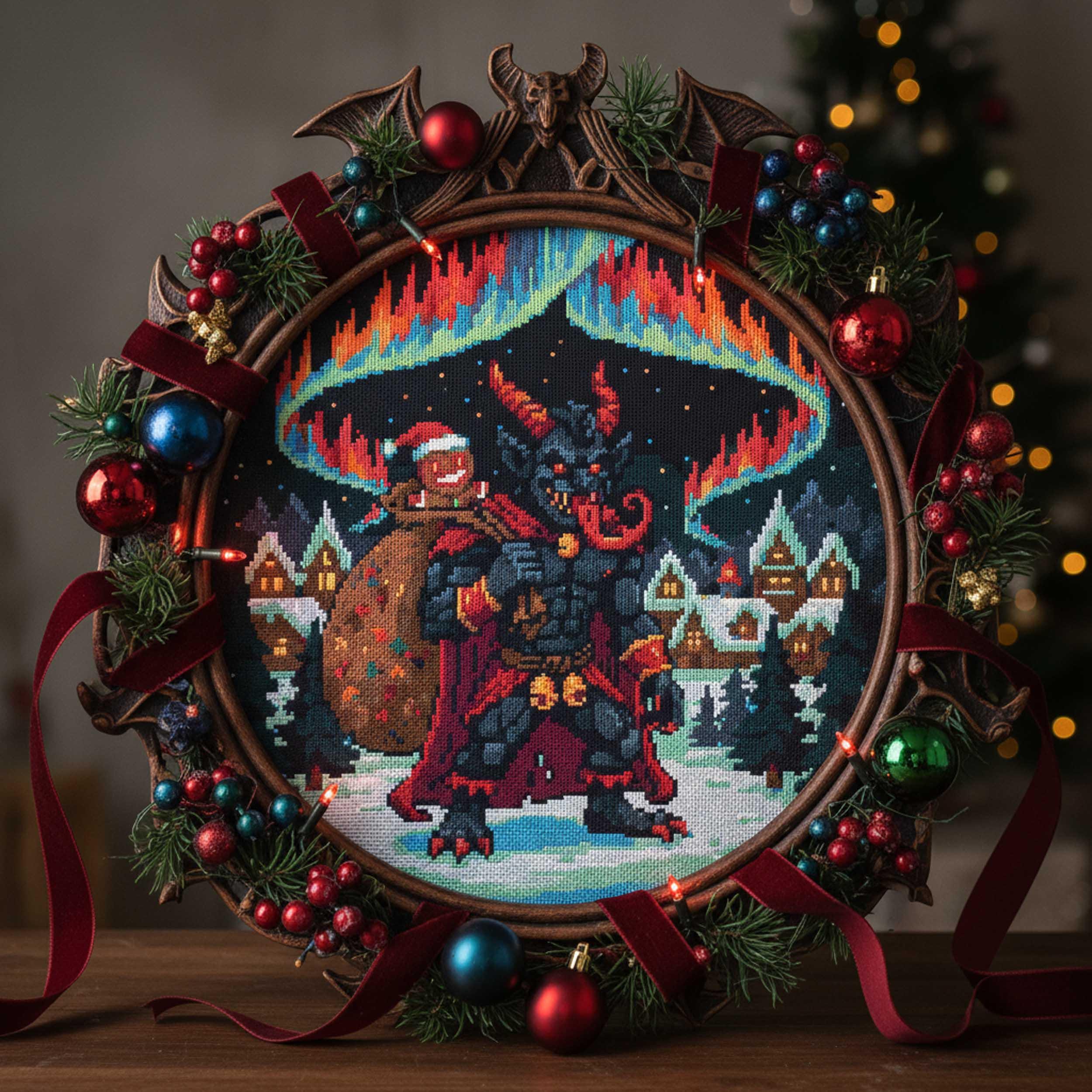 Krampus Christmas Cross Stitch Pattern Gothic Holiday Embroidery PDF ...