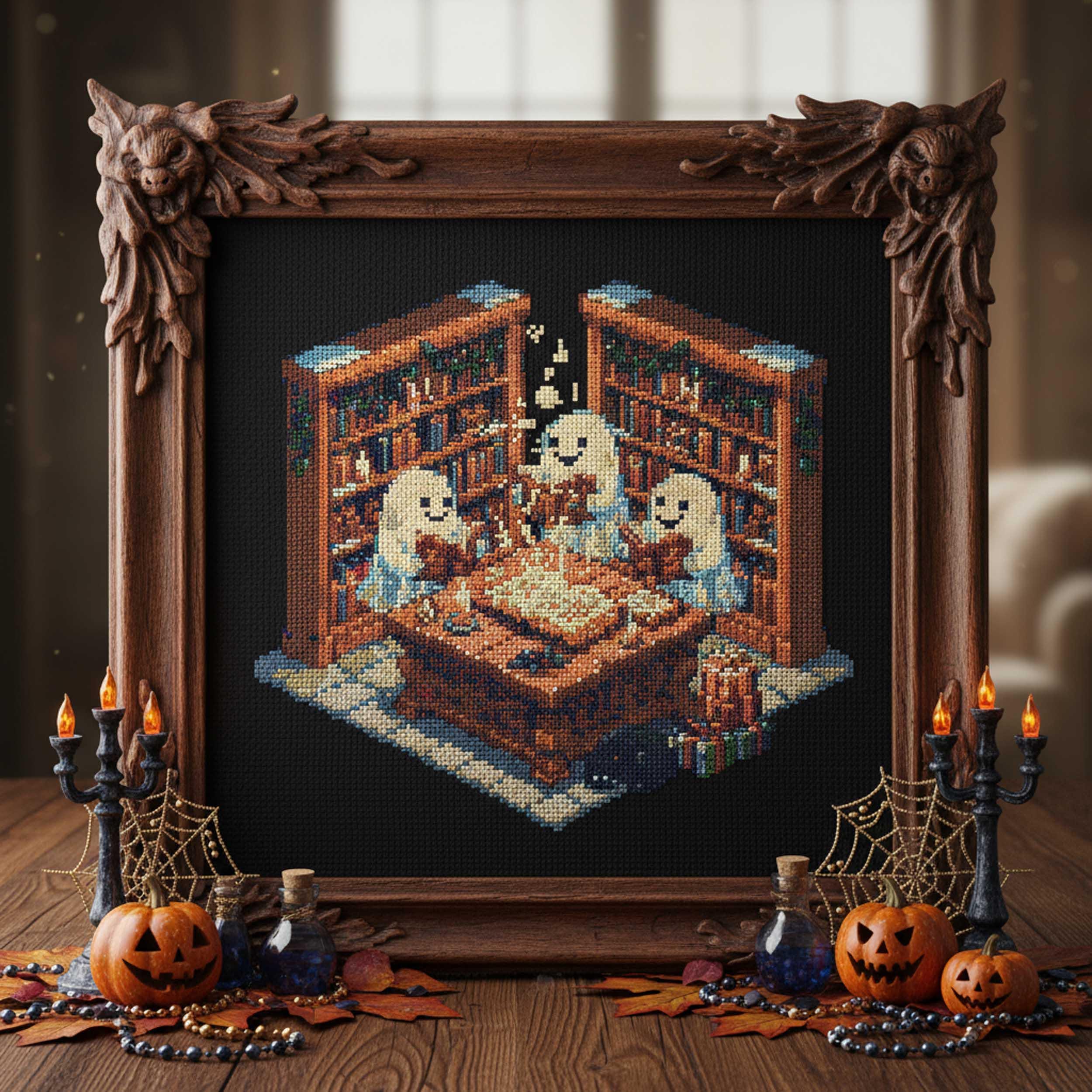 Ghost Library Cross Stitch Pattern Fantasy Book Embroidery PDF ...