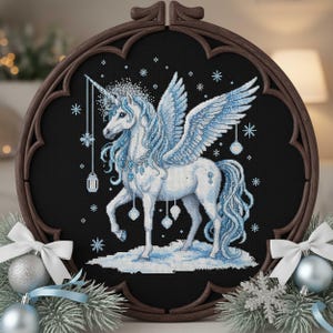 Celestial Pegasus Unicorn Cross Stitch Pattern: Winter Fantasy (PDF Pattern)