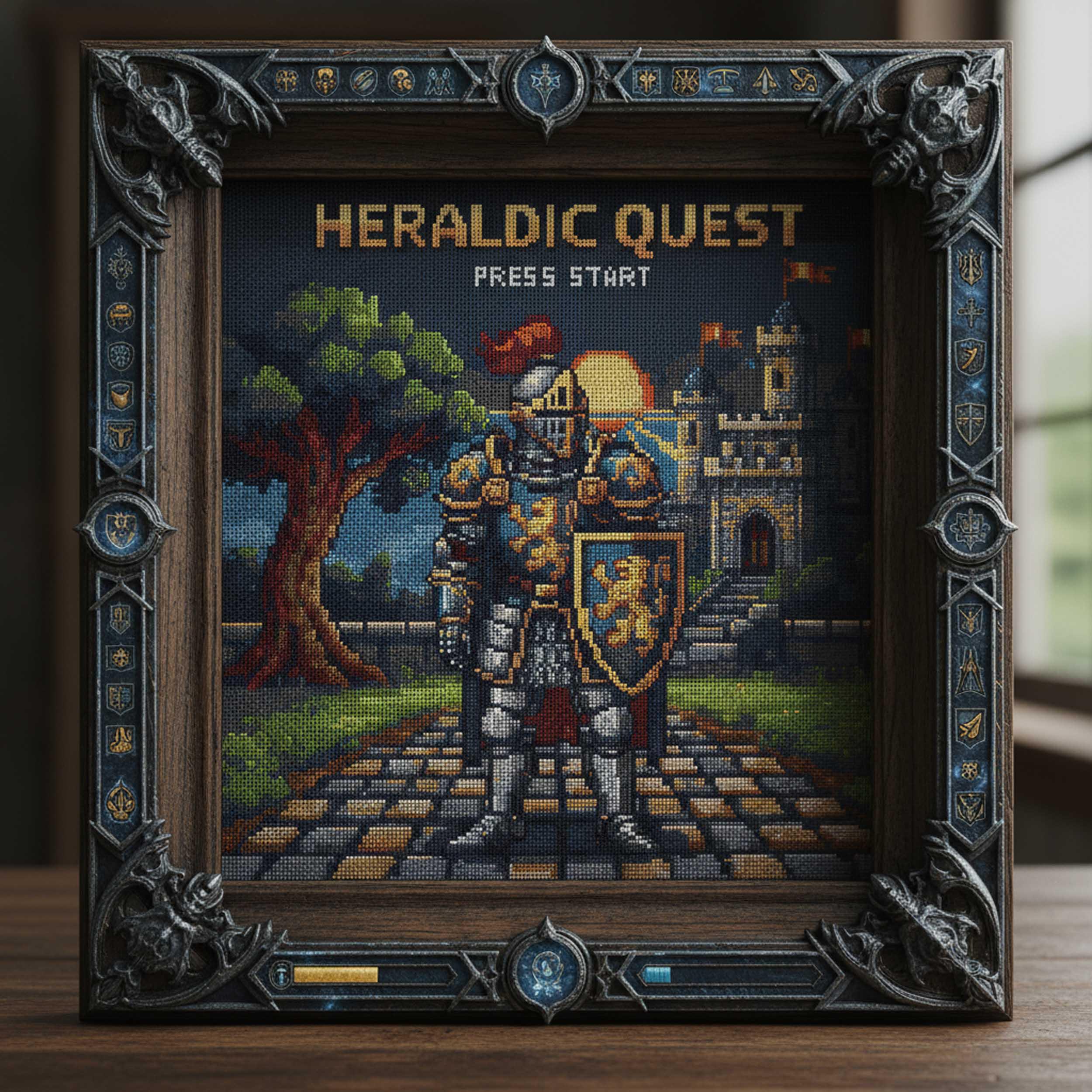 Medieval Knight Cross Stitch Pattern Heraldic Quest Armor Embroidery ...