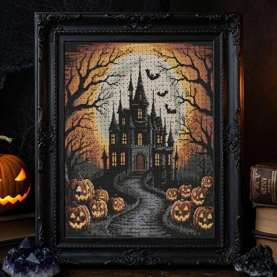 Spooky Haunted Castle Cross Stitch Pattern Gothic Halloween Castle ...