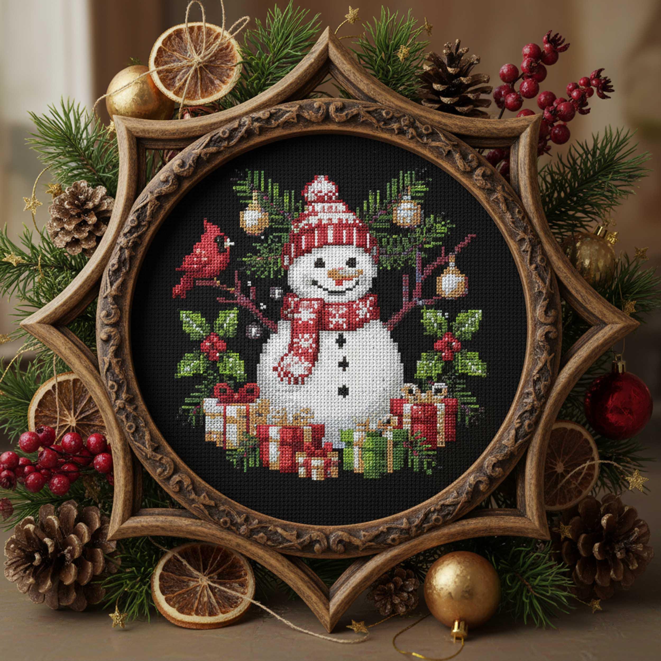 Christmas Snowman Cross Stitch Pattern Holiday Embroidery PDF Winter ...