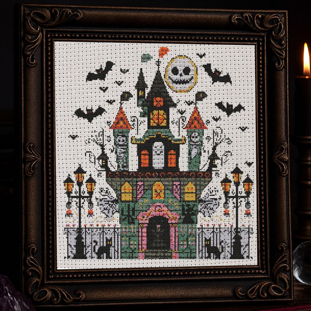Gothic Haunted Castle Cross Stitch Pattern Halloween Haunted House ...