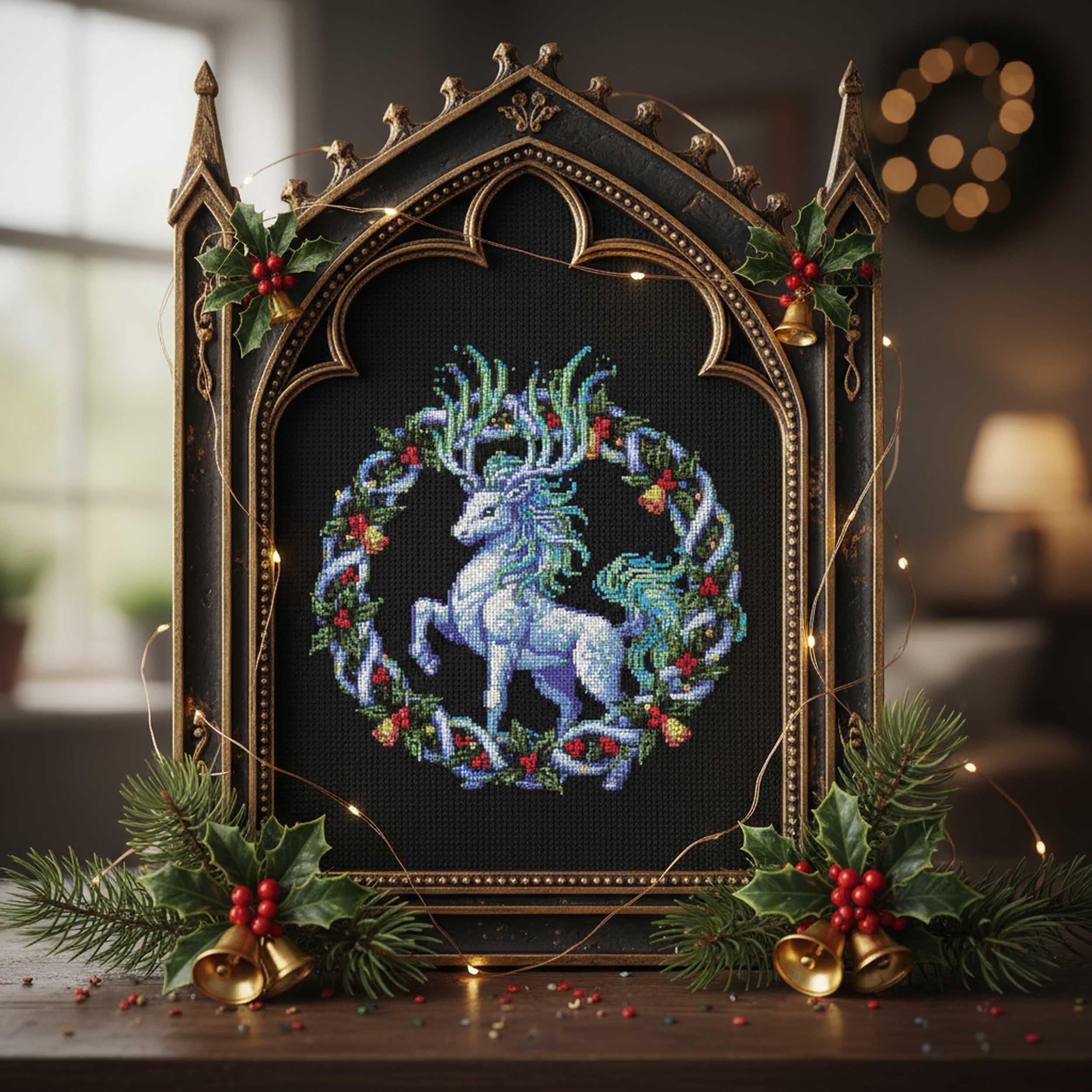 Winter Stag Cross Stitch Pattern Christmas Deer Embroidery PDF Fantasy ...